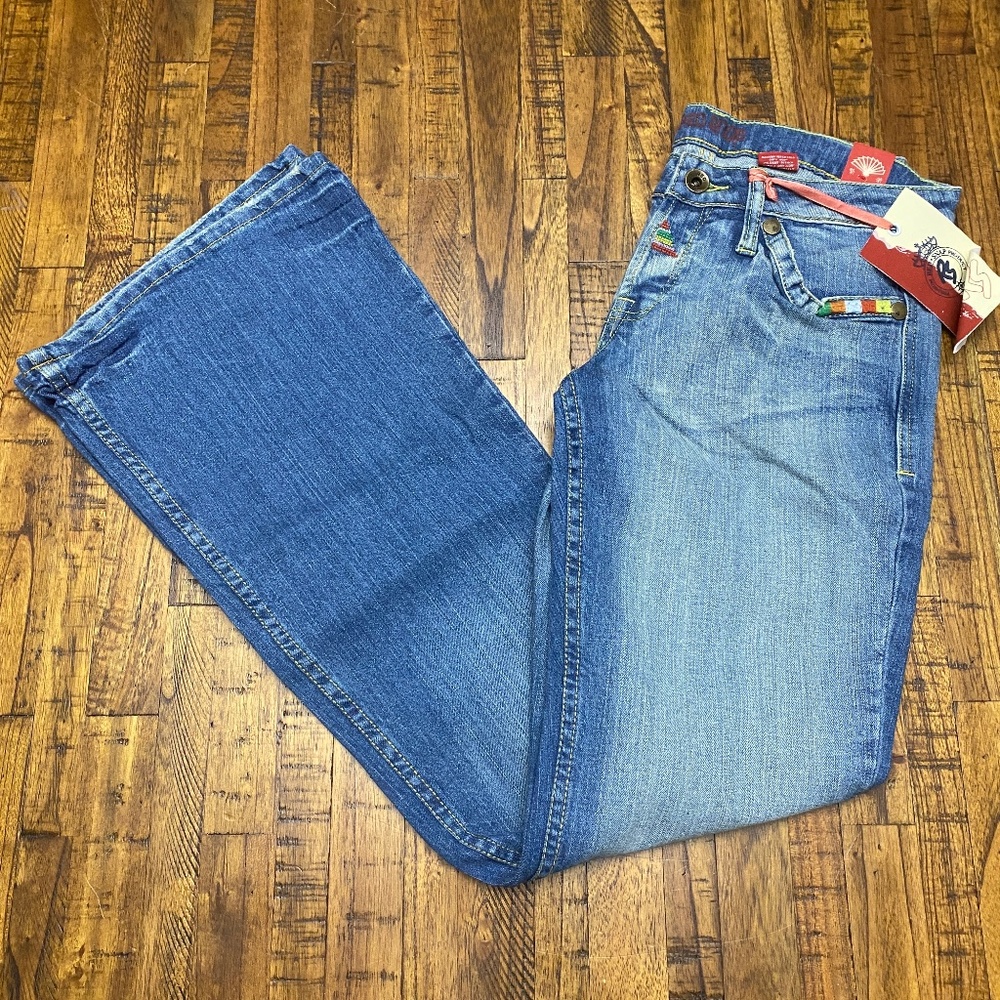 NWT Red Snap Embroidered Flare Denim Jeans